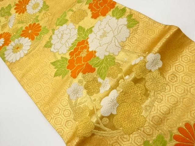 JAPANESE FUKURO OBI / WOVEN KIKU & UME
